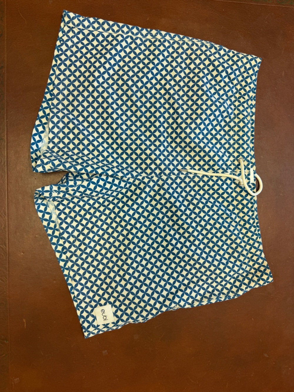 Men's Eubi Blue Geometric Swim Trunks - Classic Drawstring